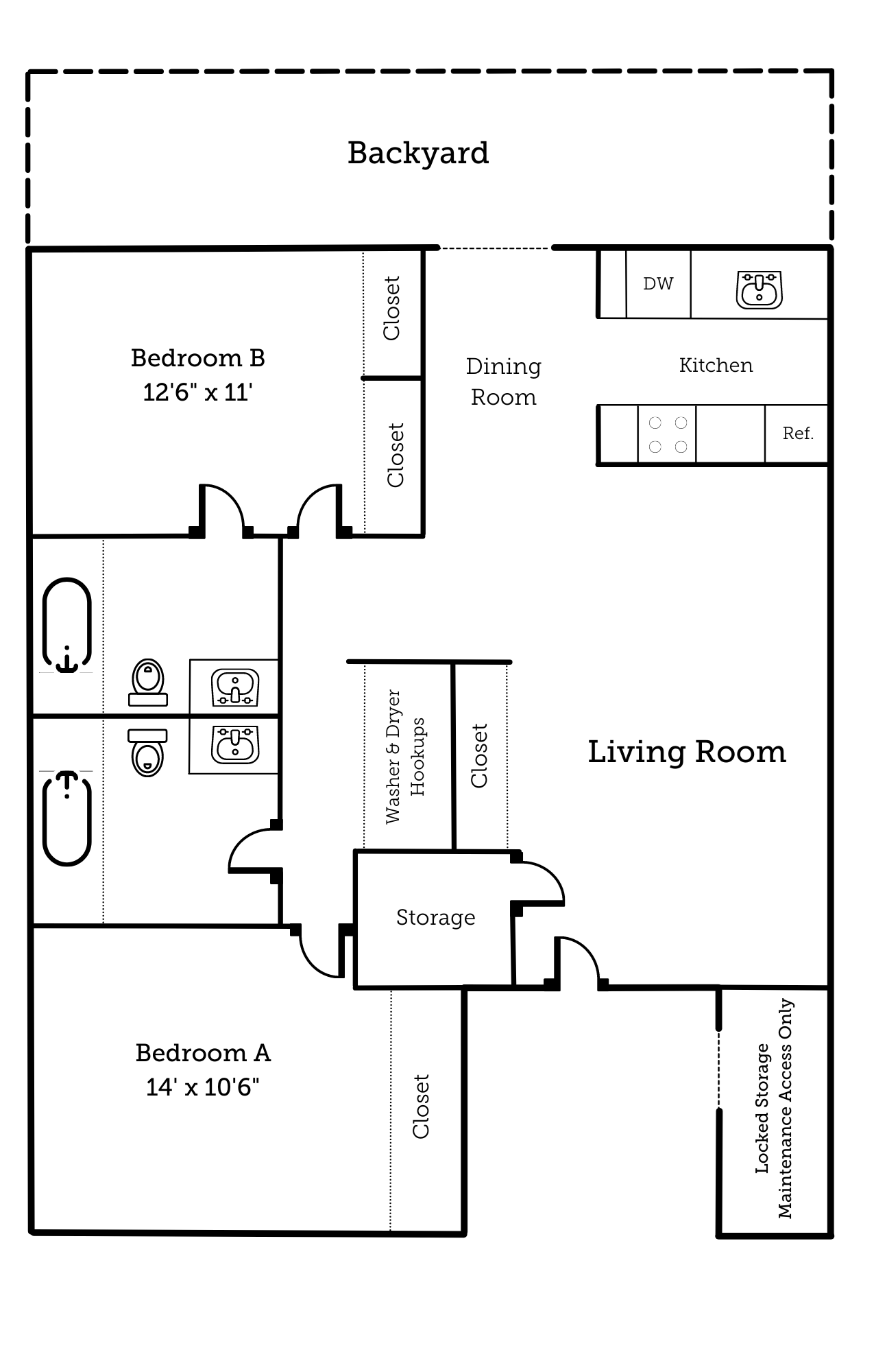 2 bedroom 2 bathroom duplex floor plan